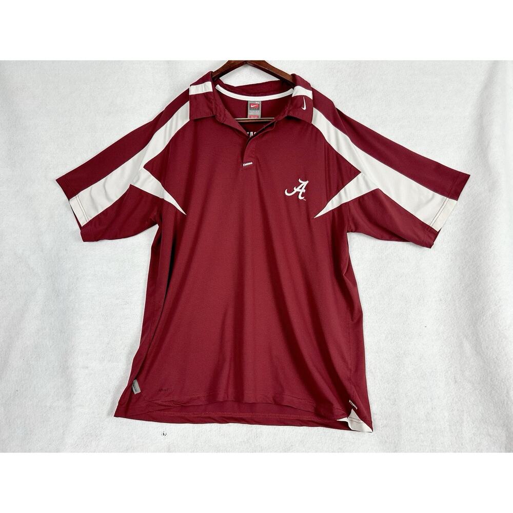 VTG Nike Team Alabama Crimson Tide Polo Shirt Men's XL Red SEC Football